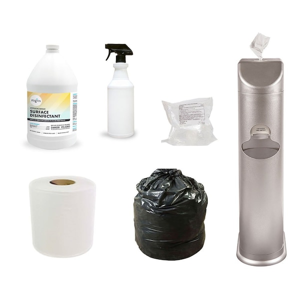 All-In-One Dry Wipes Disinfection Starter Kit, Black
